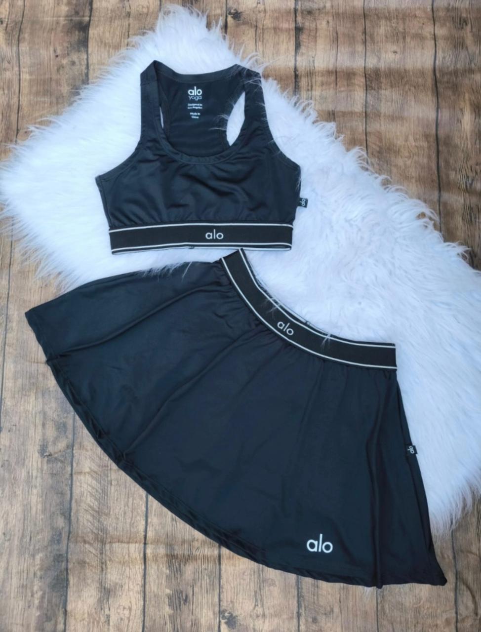 Conjunto Top + Shorts-Saia Alô Preto